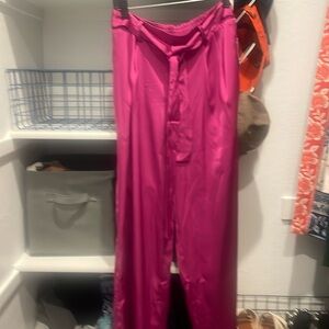 NWT Fuchsia Belted “Satin” Pants